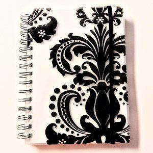 Writing Journal ~ Fleur de Lis Flocked Design on Plastic Cover ~ Elastic Closure